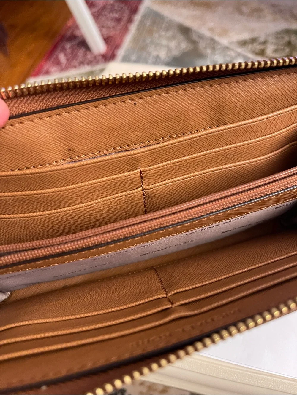 Michael Kors Tan Saffiano Zip Wallet